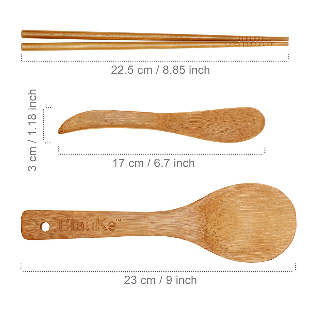 Bamboo Sushi Making Kit with 2 Sushi Rolling Mats, 5 Pairs of Reusable Bamboo Chopsticks, 1 Rice Paddle and 1 Spreader –
