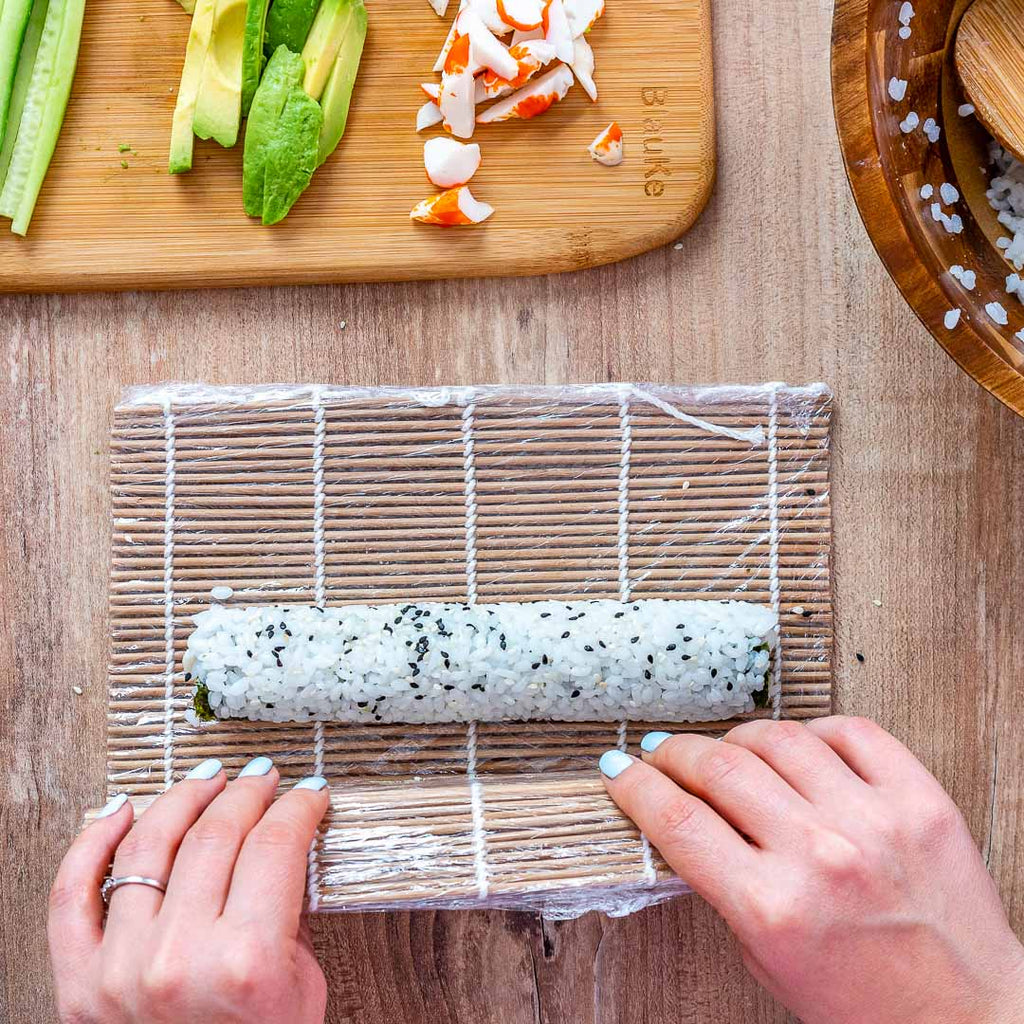 Bamboo Sushi Making Kit with 2 Sushi Rolling Mats, 5 Pairs of Reusable Bamboo Chopsticks, 1 Rice Paddle and 1 Spreader –