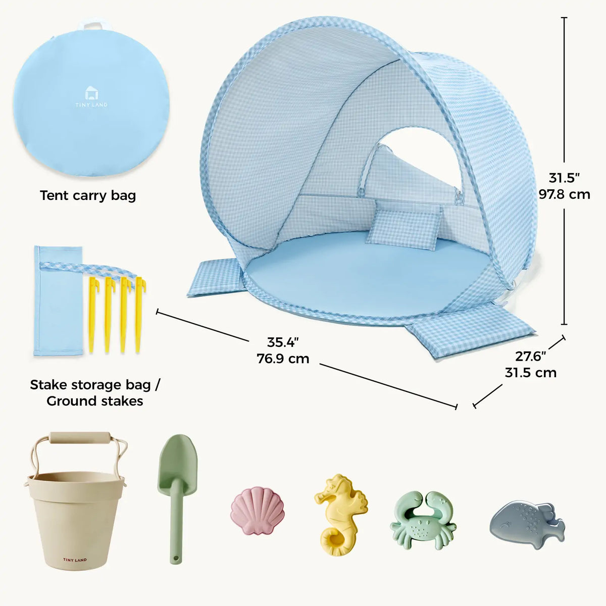 Tiny Land® One – Stop Beach Toy & Tent Set