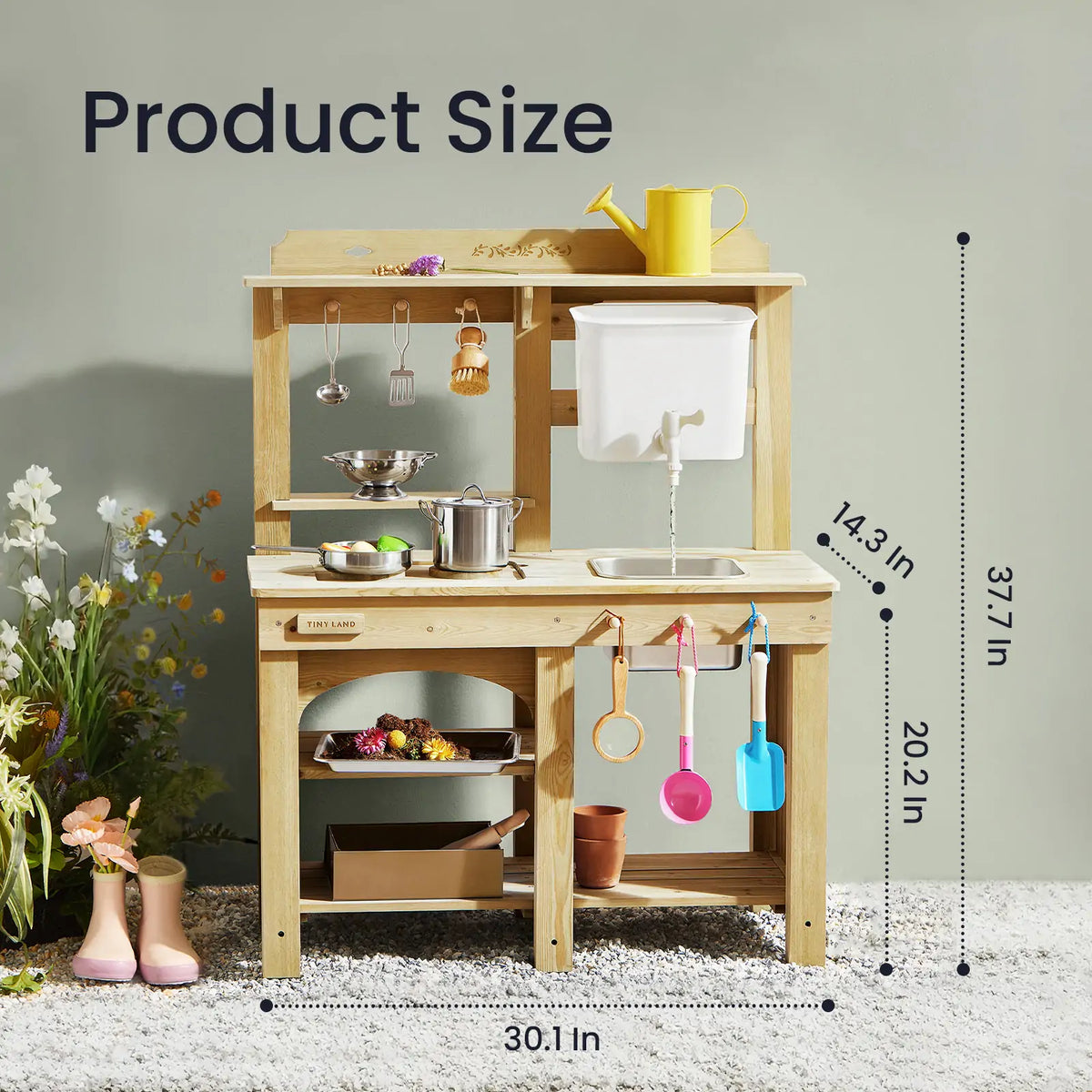 Tiny Land® Mud Kitchen – DuoPlay Outdoor Play Kitchen for Kids