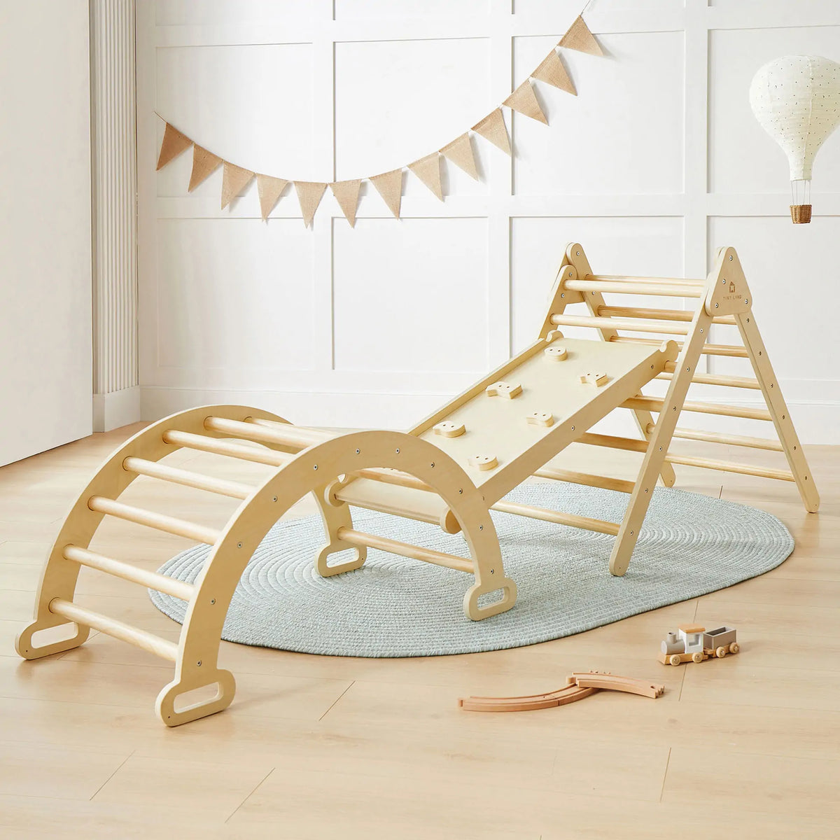 Tiny Land® Pikler Triangle 7 – in – 1 Montessori Climbing Set