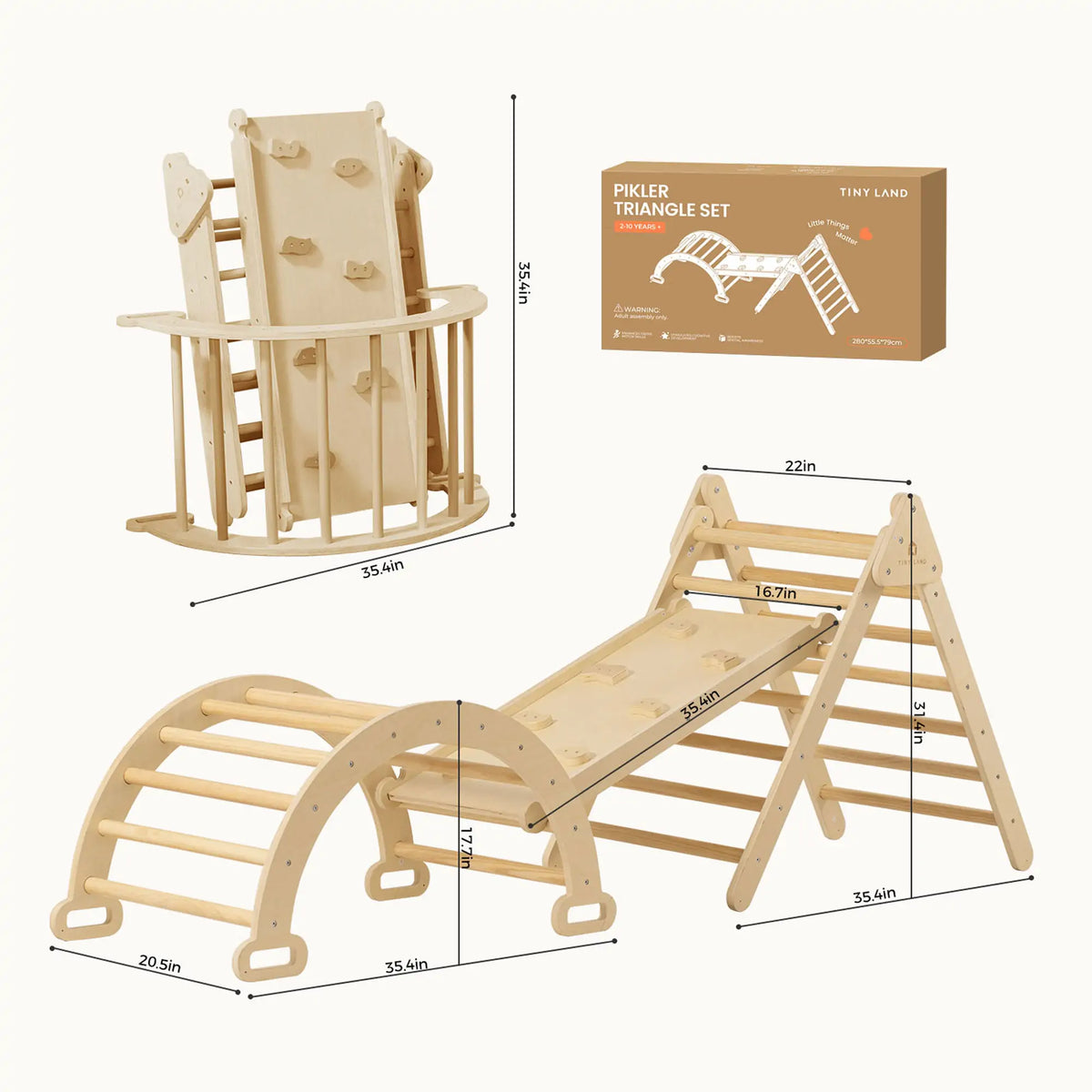 Tiny Land® 7 – in – 1 Montessori Climbing Set with Play Pad