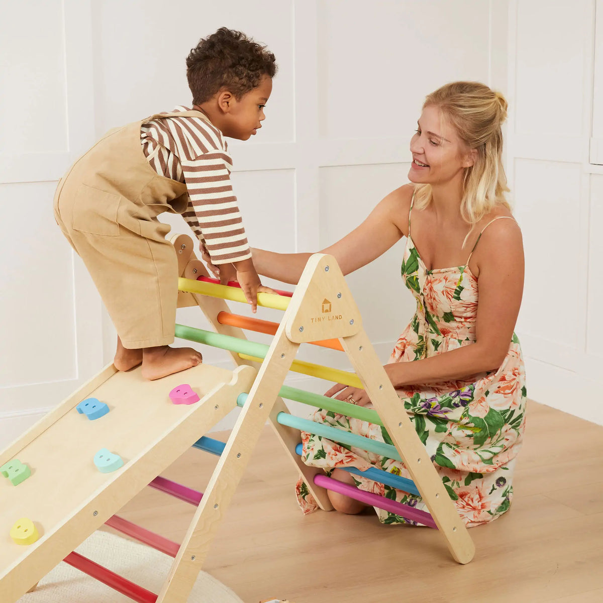 Tiny Land® Pikler Triangle 7 – in – 1 Montessori Climbing Set