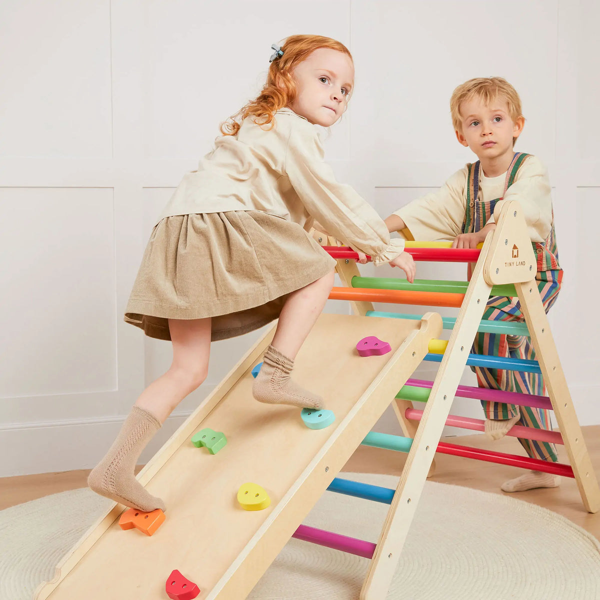 Tiny Land® 7 – in – 1 Rainbow Climbing Set with Play Pad