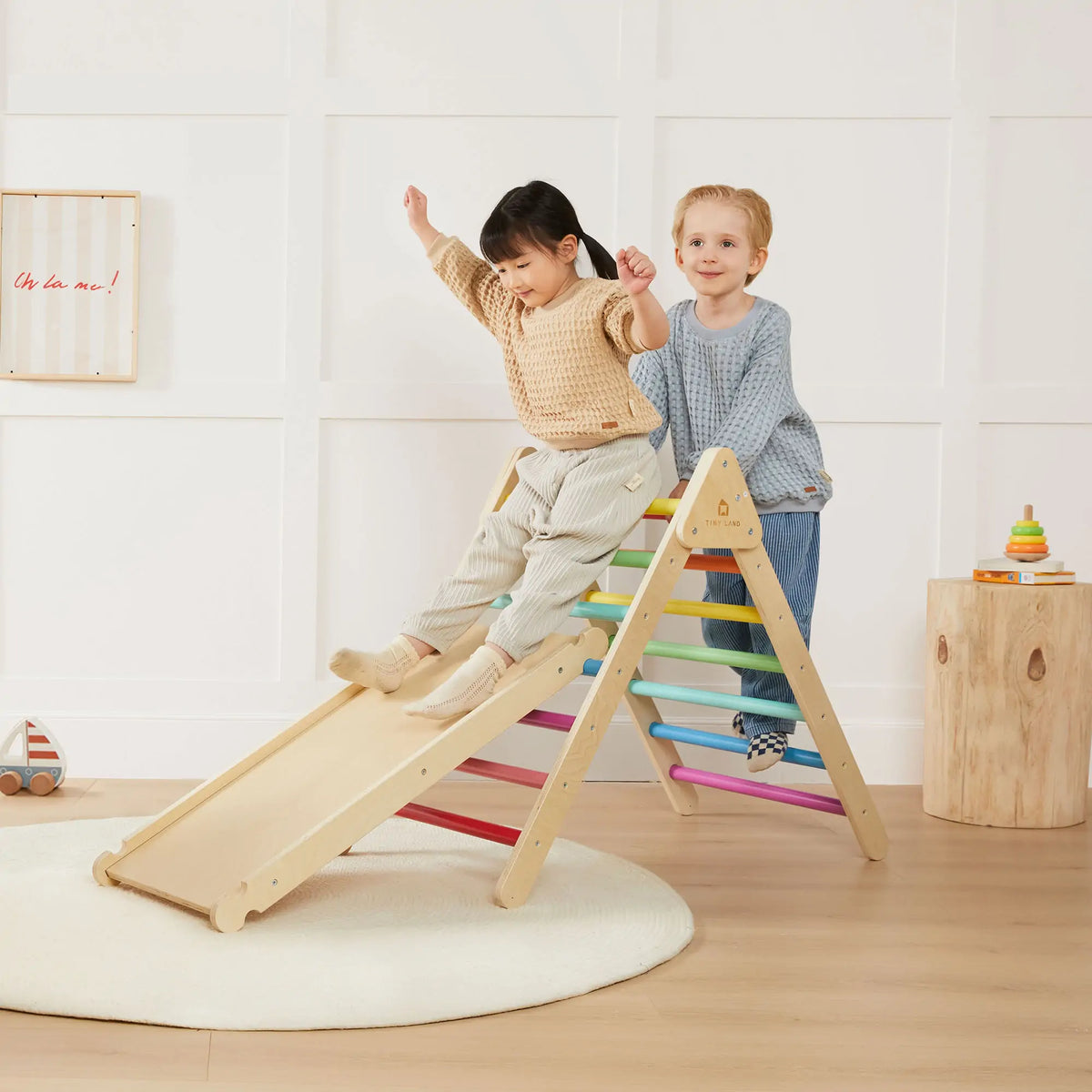 Tiny Land® 7 – in – 1 Rainbow Climbing Set with Play Pad
