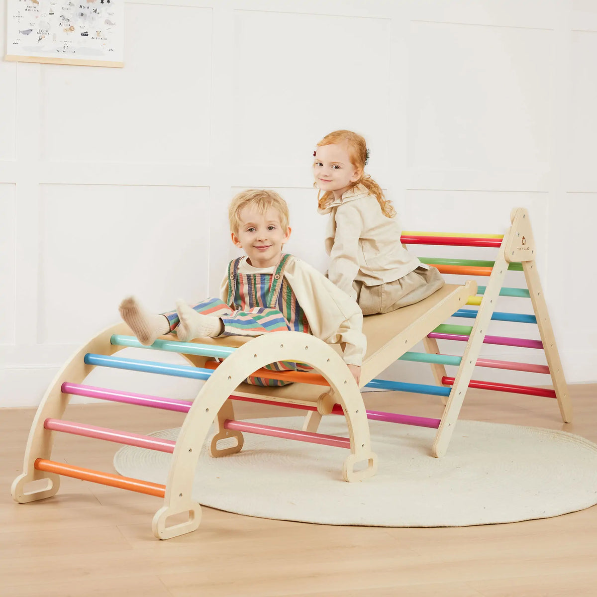 Tiny Land® 7 – in – 1 Rainbow Climbing Set with Play Pad
