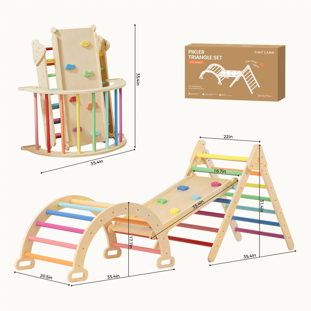 Tiny Land® 7 – in – 1 Rainbow Climbing Set with Play Pad