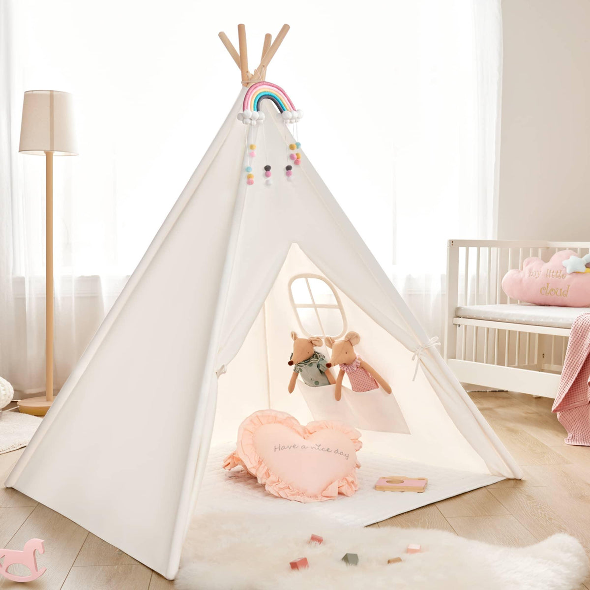 Tiny Land® Teepee Tent for Kids with Mat – Indoor Play Tent with Floor Mat