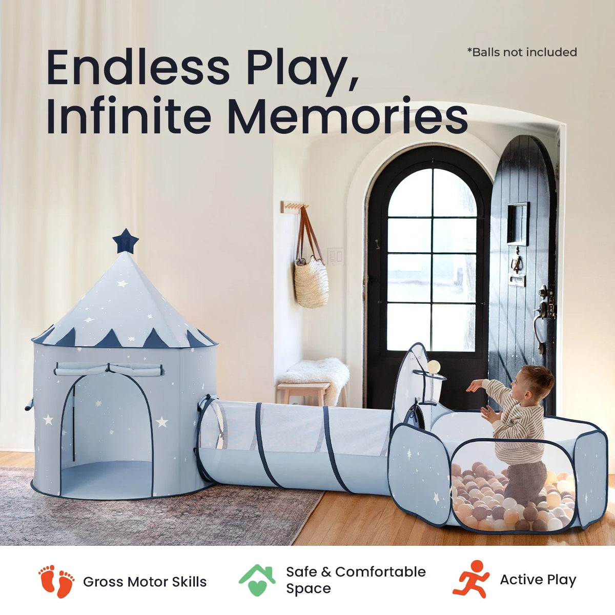Tiny Land® Compact Adventure 3 – in – 1 Play Tunnel With no Balls