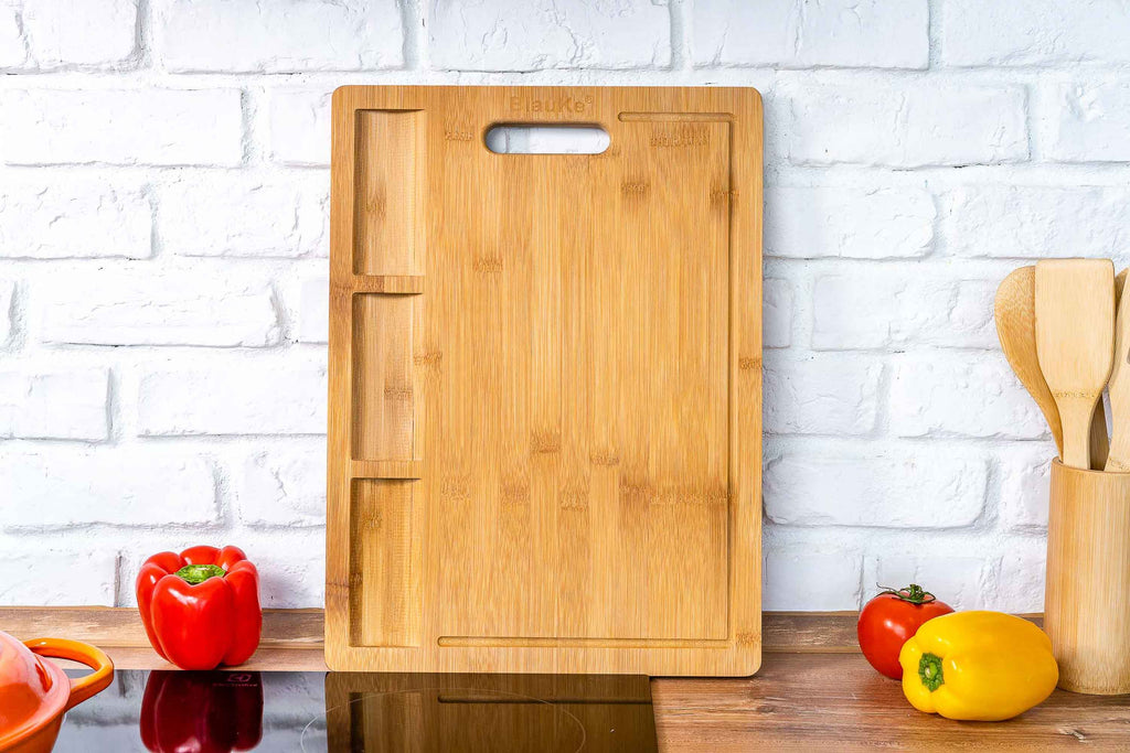 Extra Large Bamboo Cutting Board – 17x12.5 inch Wood Cutting Board for Meat, Cheese, Veggies – Wood Serving Tray with Ju
