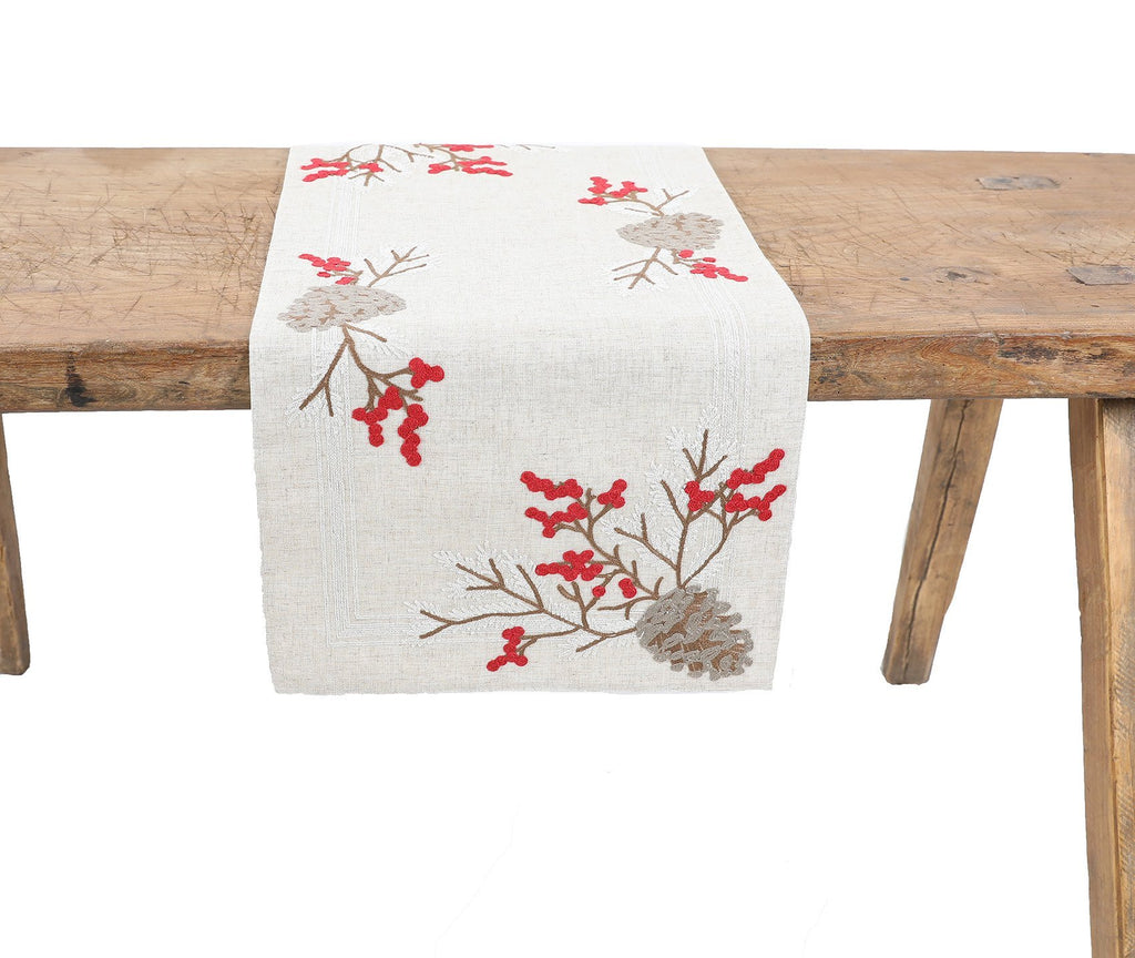 Pine Cone Berry Table Runner