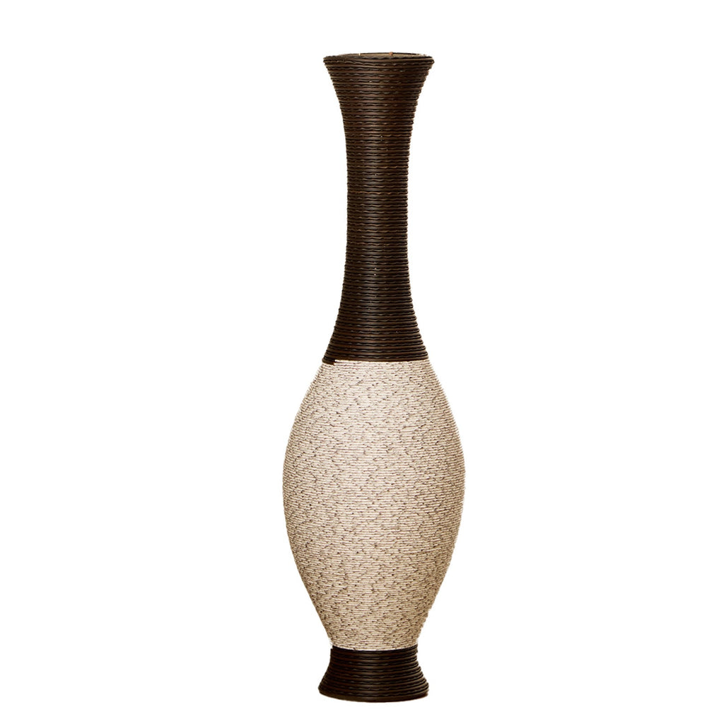 Hand – Woven PVC Rattan Look Floor Vase