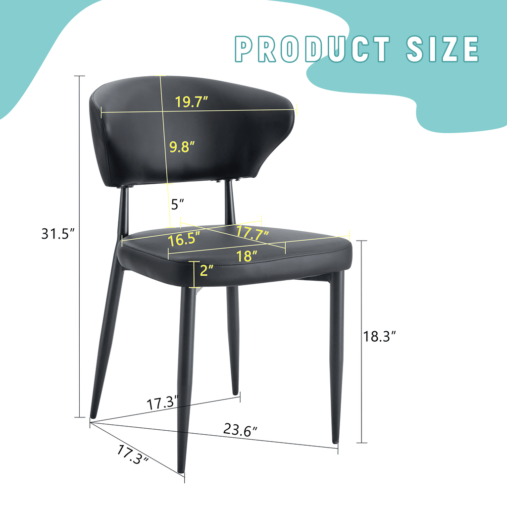 Black Minimalist Ergonomic Dining Chair – Set of 4