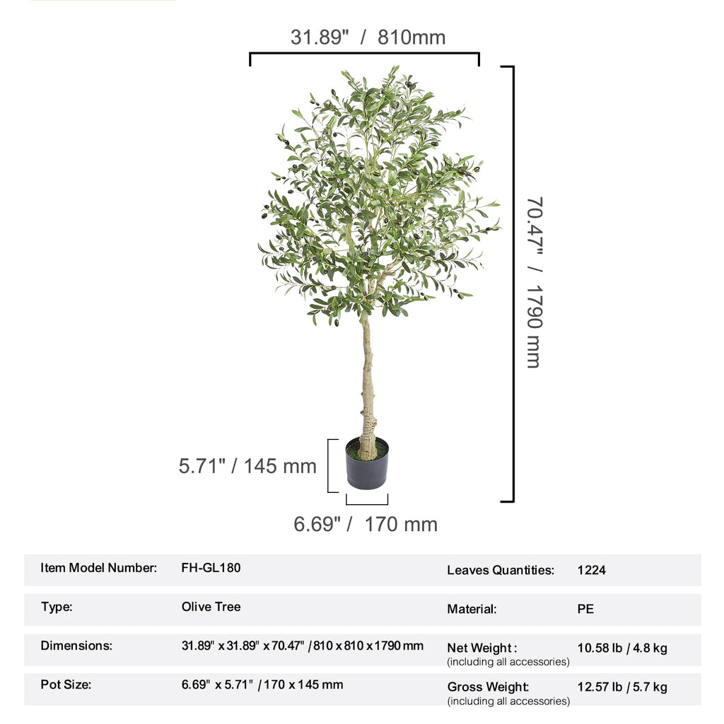 6 FT Tall Artificial Olive Tree – Lifelike Design for Your Space