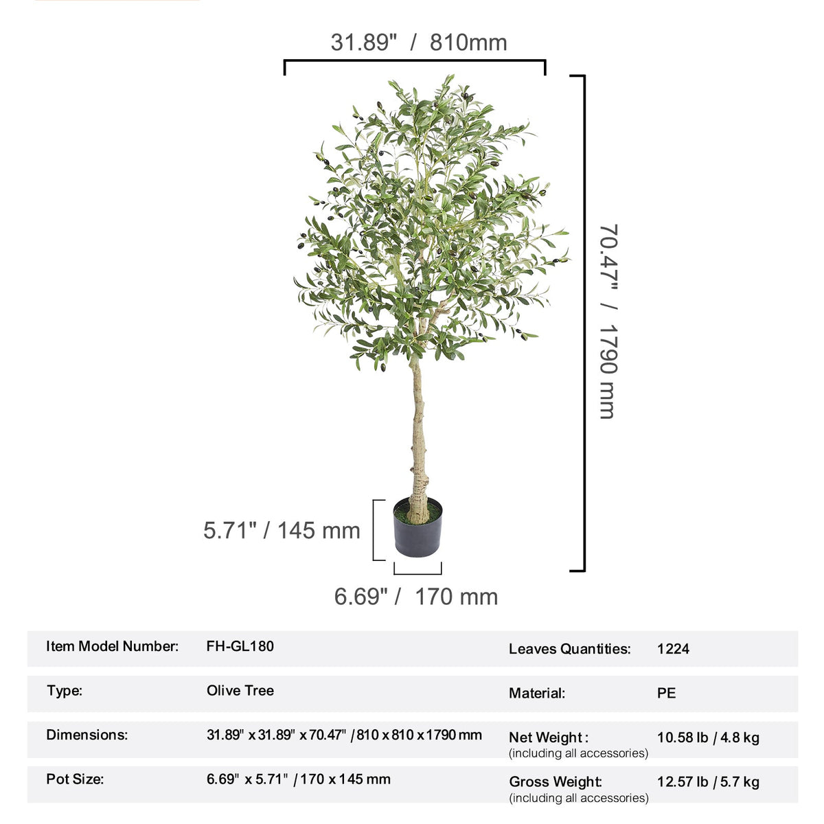 6 FT Tall Artificial Olive Tree – Lifelike Design for Your Space