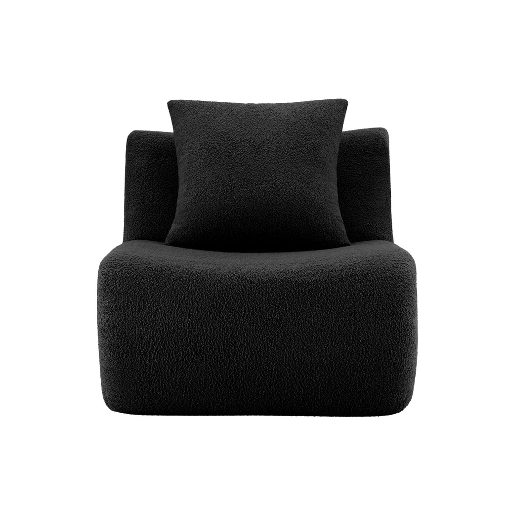 Armless Sofa With Pillow – Teddy Fabric in Black