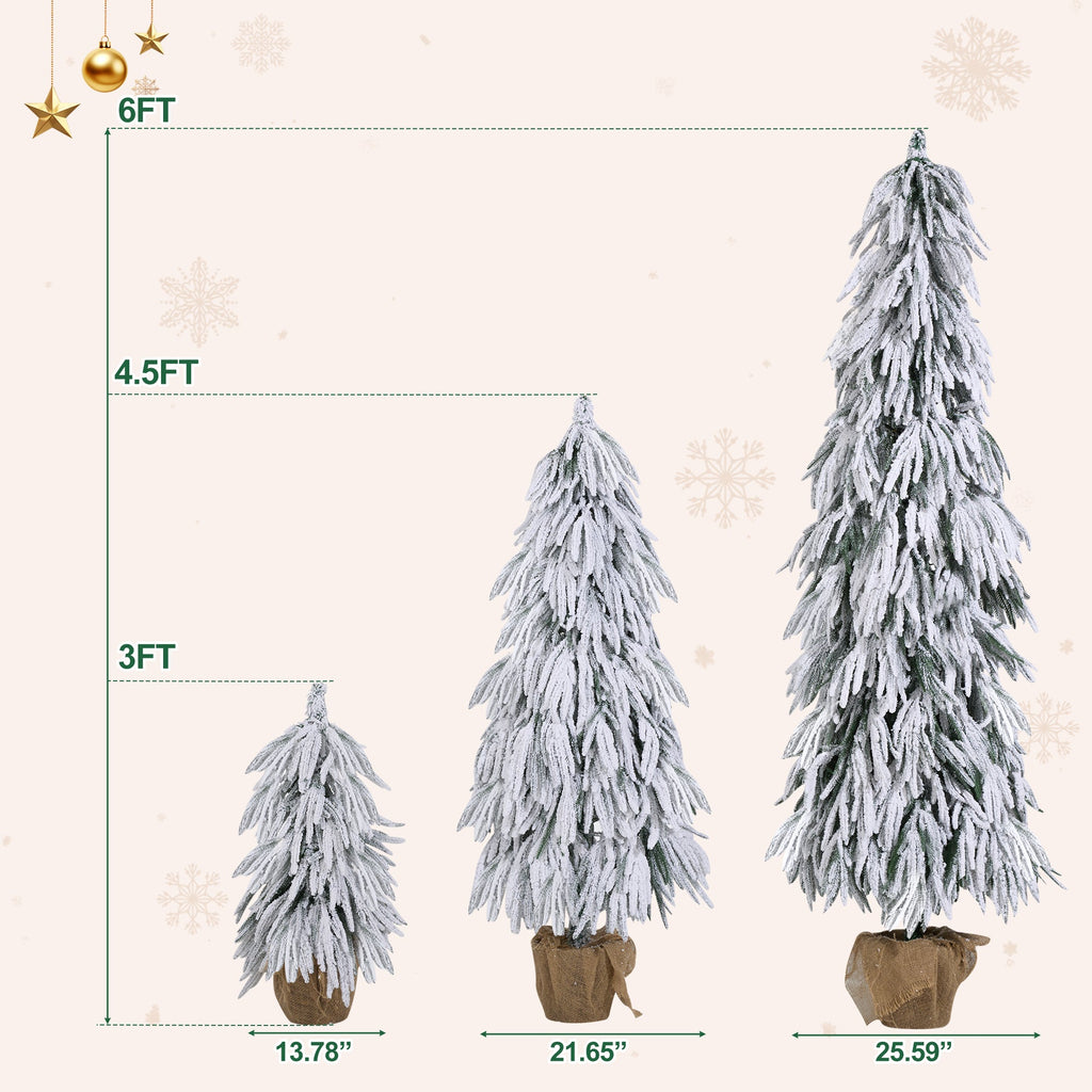 Pre – Lit Flocked Christmas Tree Set of 3