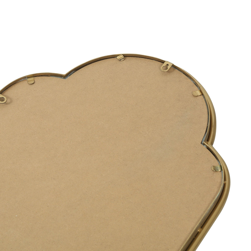 Scalloped Oval Wall Mirror, Vintage Gold Oblong Mirrors with Beaded