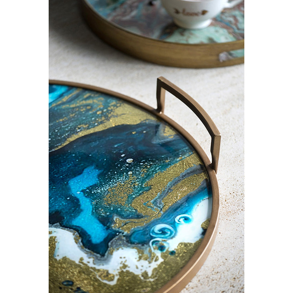 20.9 x 20.1 x 3.1" Round Accent Mirrored Tray