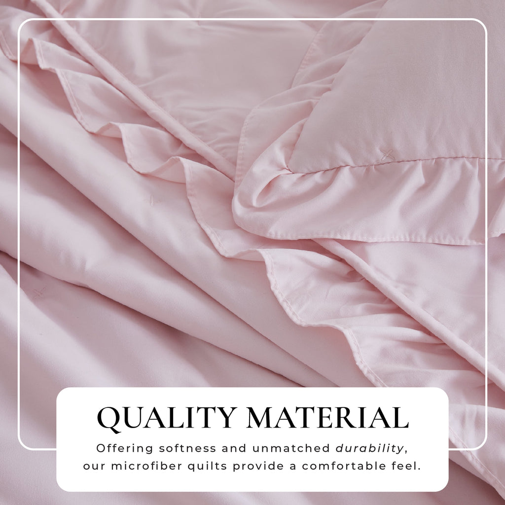Dot Stitched Ruffled Quilt Set – Dot – Ruffled Collection