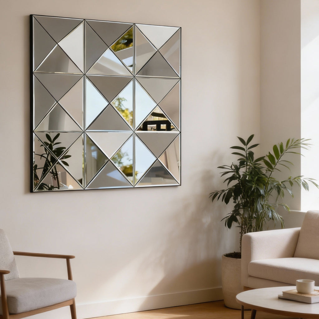 3D Mirror Wall Decor – Beveled Glass Large Square Wall Mirror