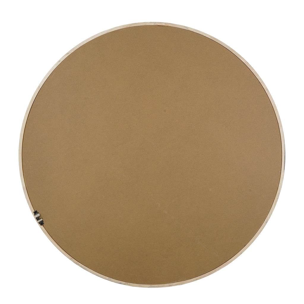 Two – Tone Black & Natural Wood Round Wall Mirror, 31.3 in