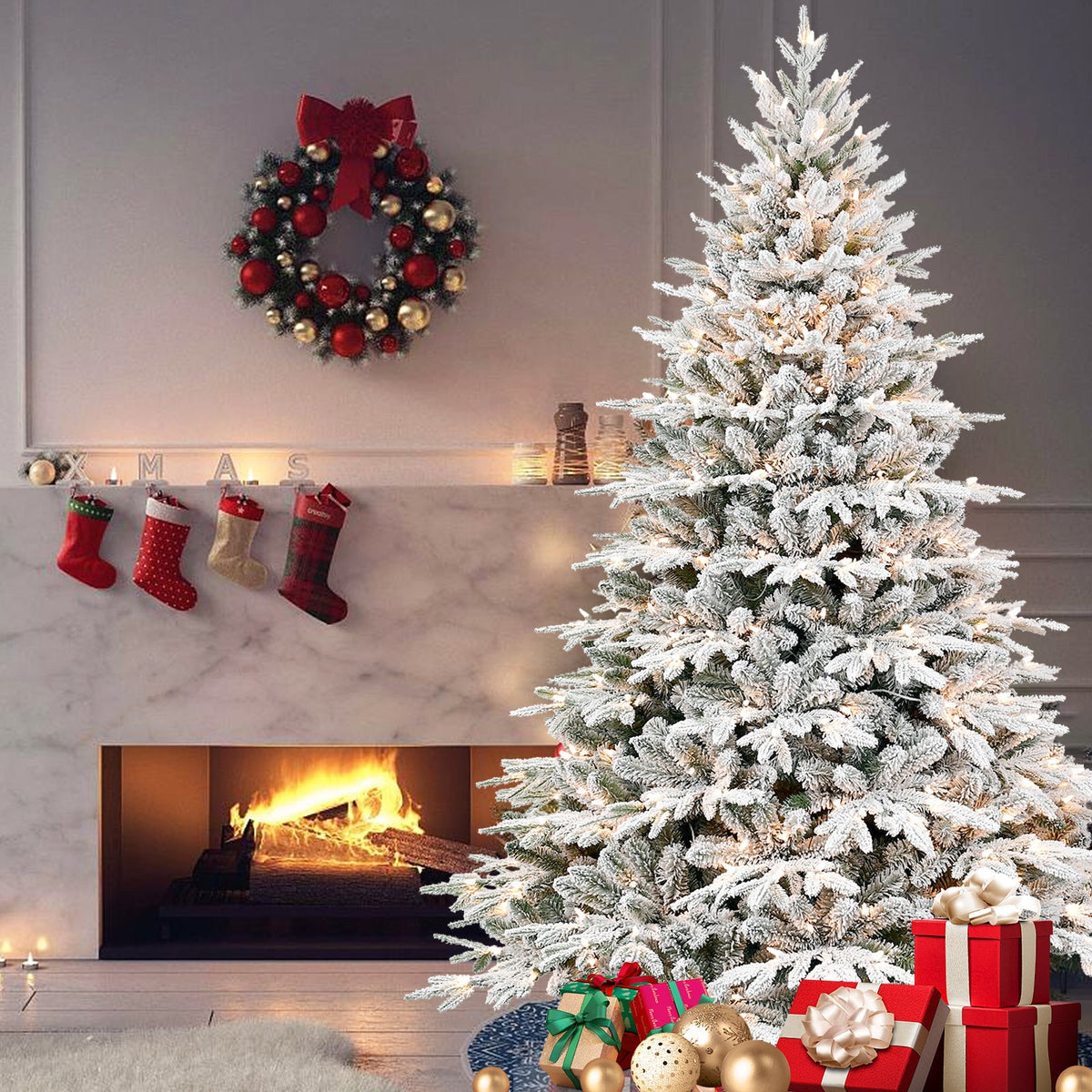 4ft Pre – Lit Flocked Artificial Christmas Tree