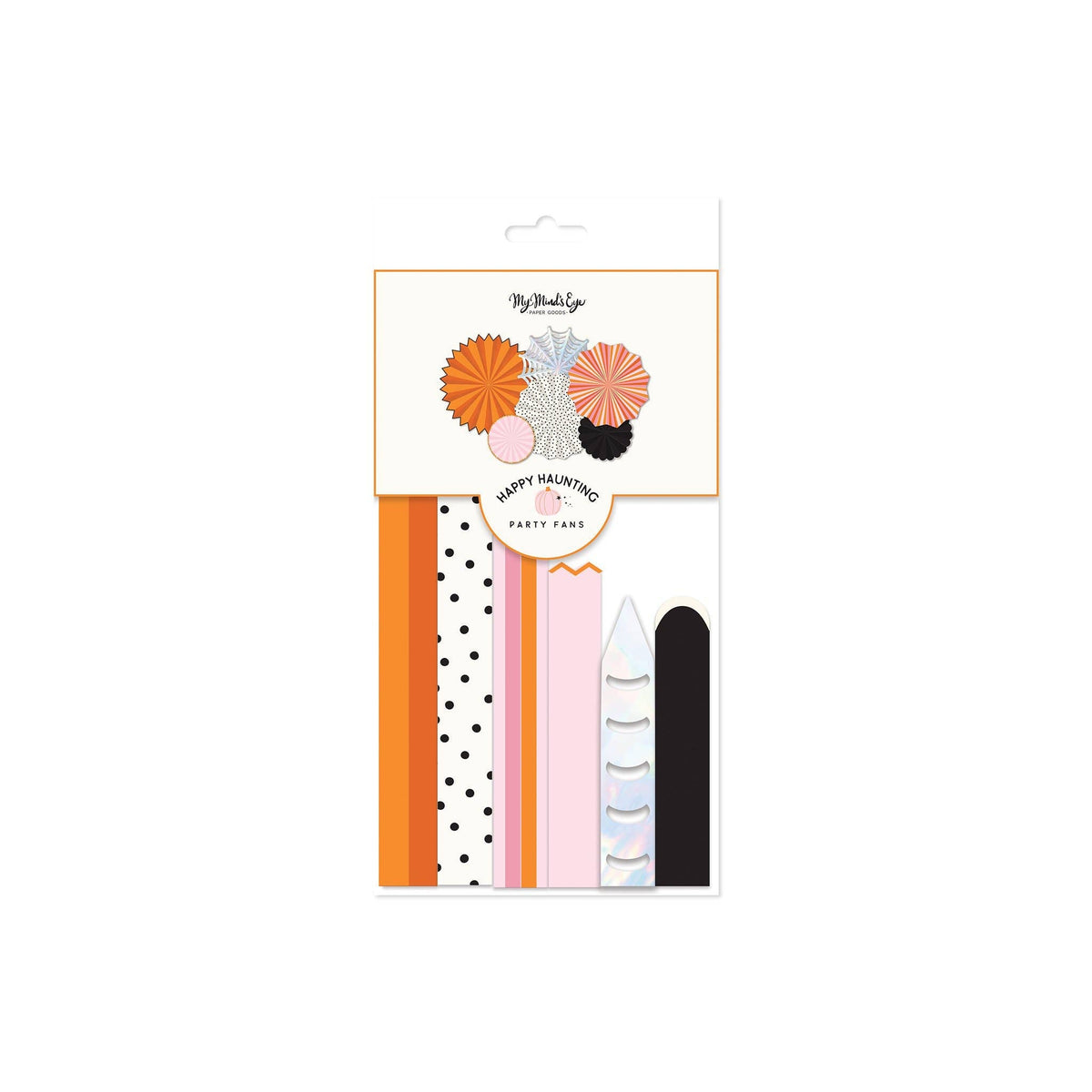 Pink, Black & Orange Halloween Paper Fan Set – 6ct