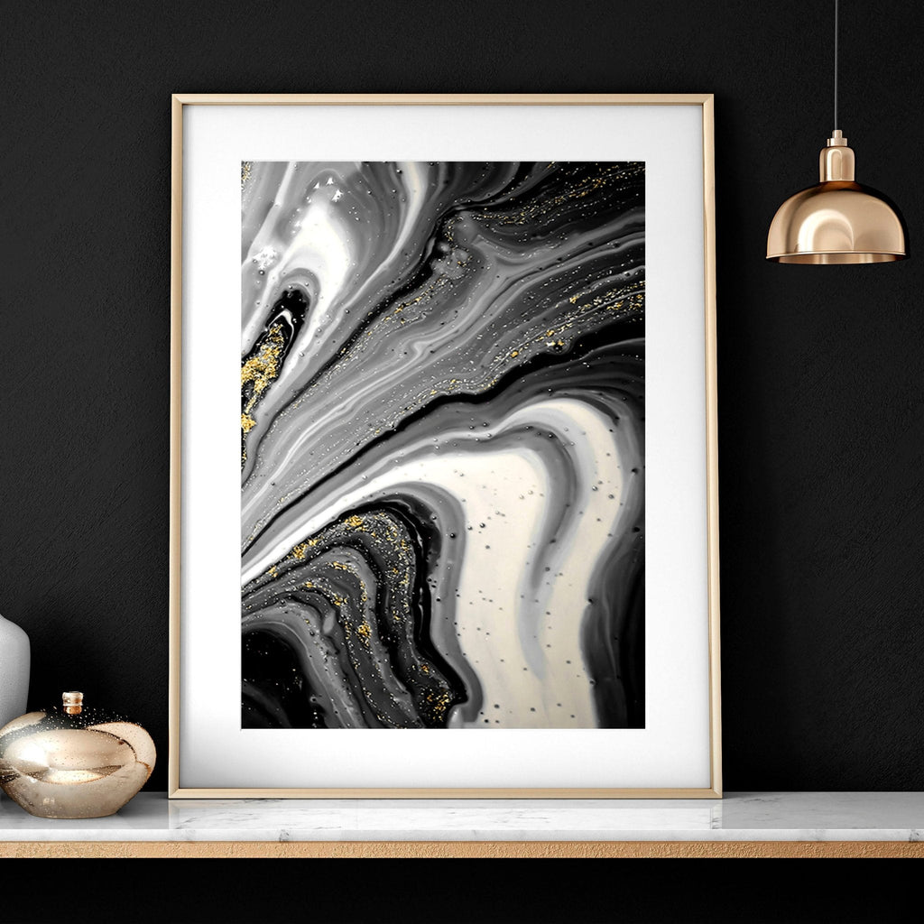 Black & Gold Wall Decor – Set of 3 Abstract Prints
