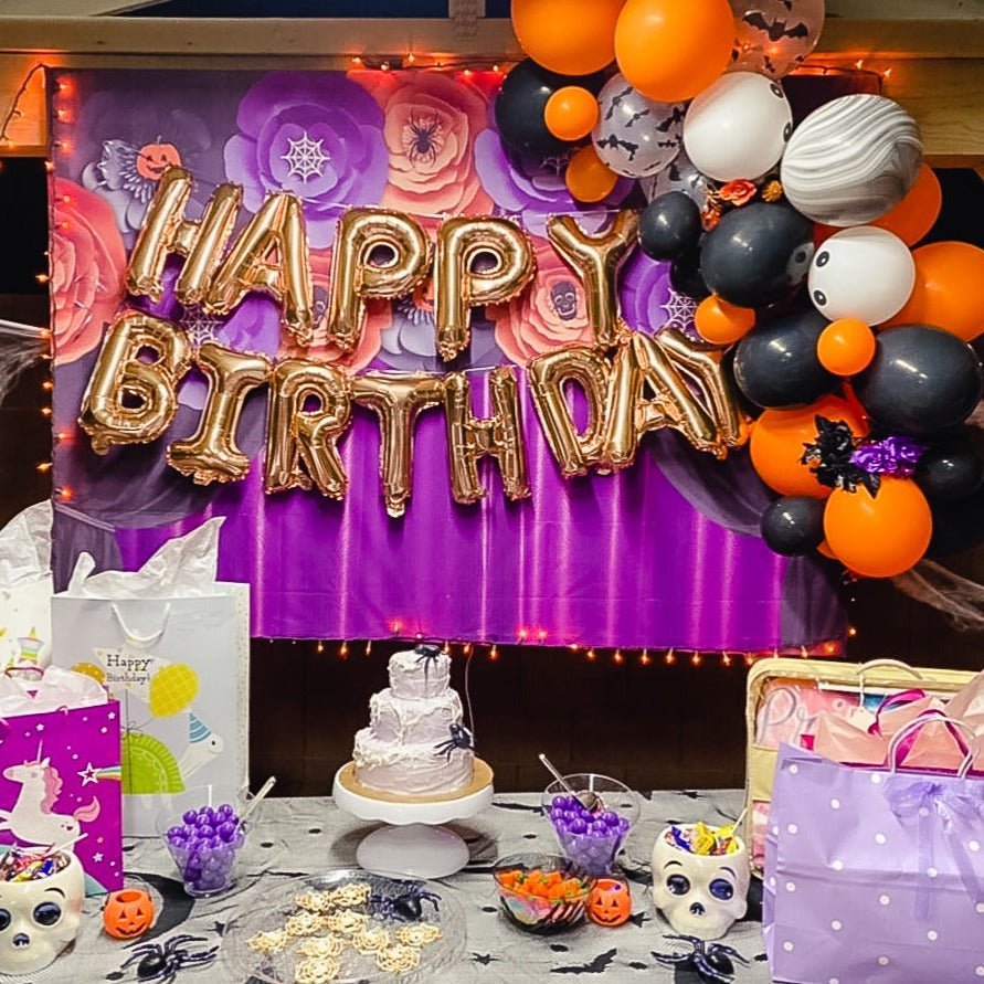 Classic Halloween Balloon Garland Kit – Black, Orange, Ghost & Bats
