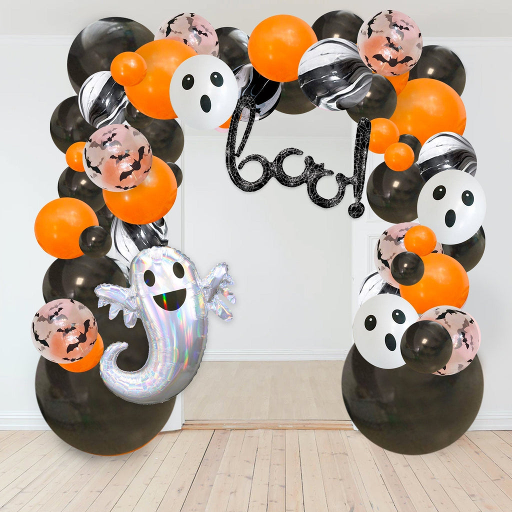Classic Halloween Balloon Garland Kit – Black, Orange, Ghost & Bats