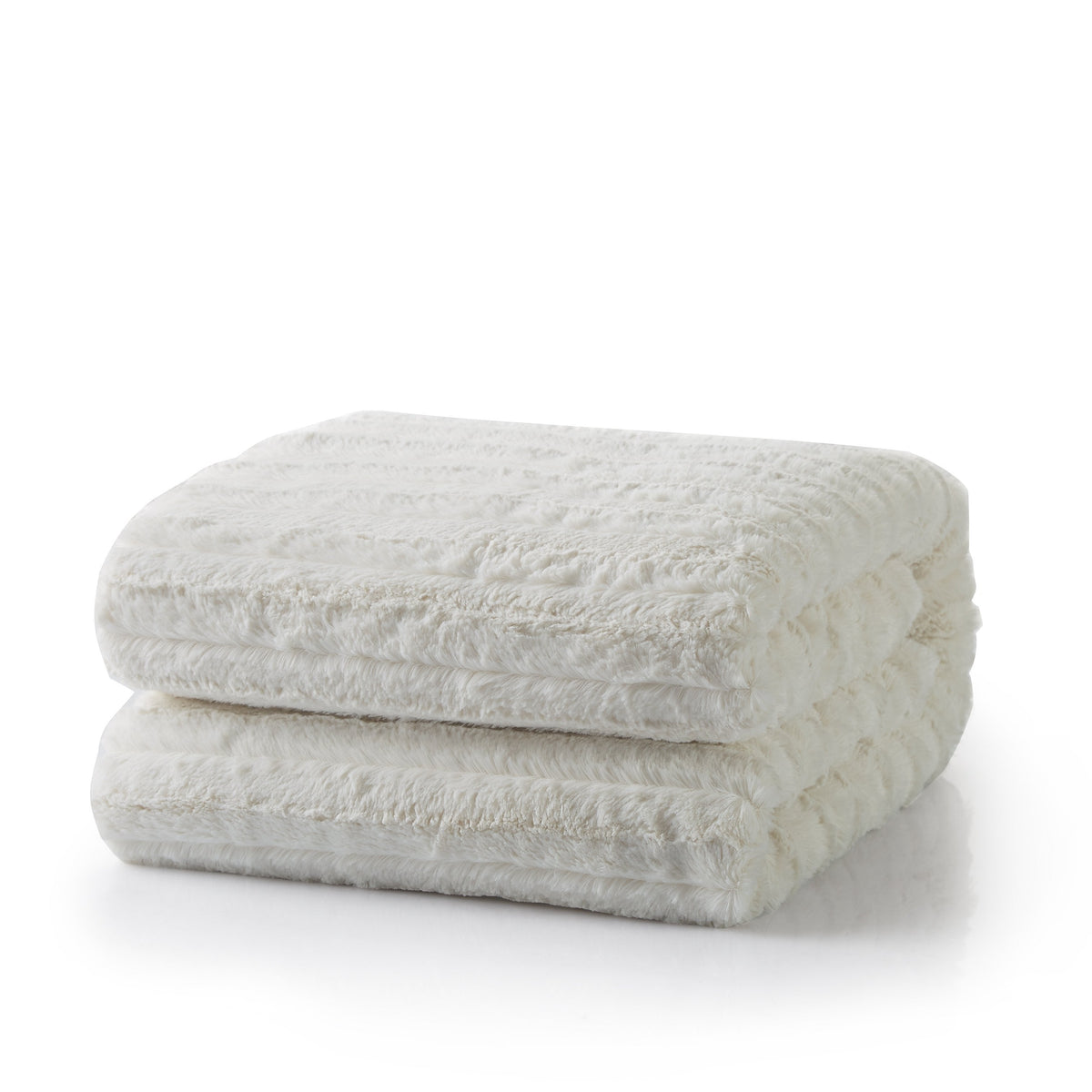 Tache White Ivory Polar Faux Fur with Sherpa Throw Blanket