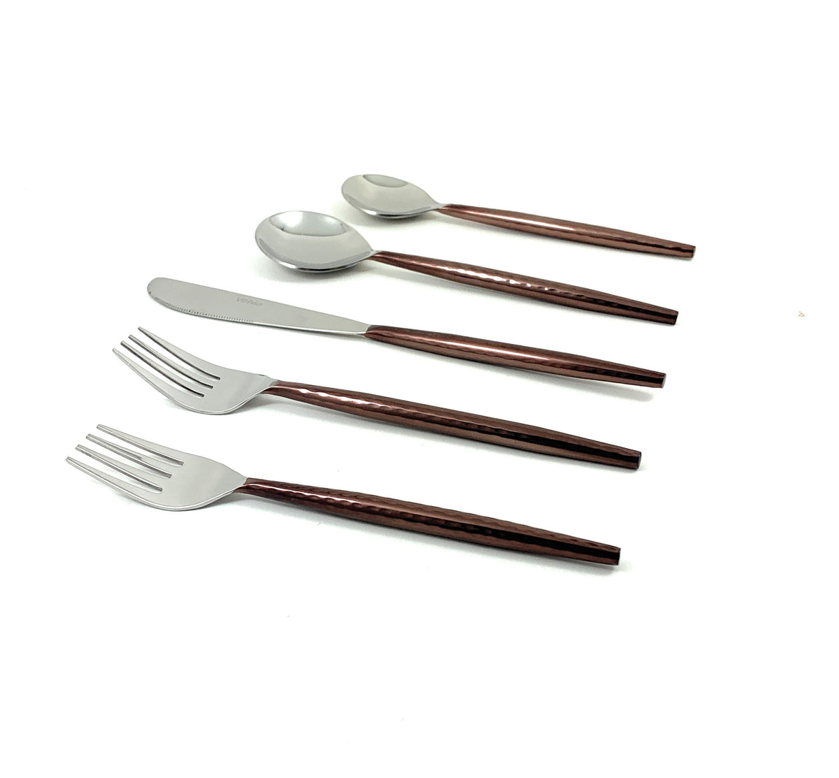 Hammered Stainless Steel Flatware 20 – PC Set – Brown