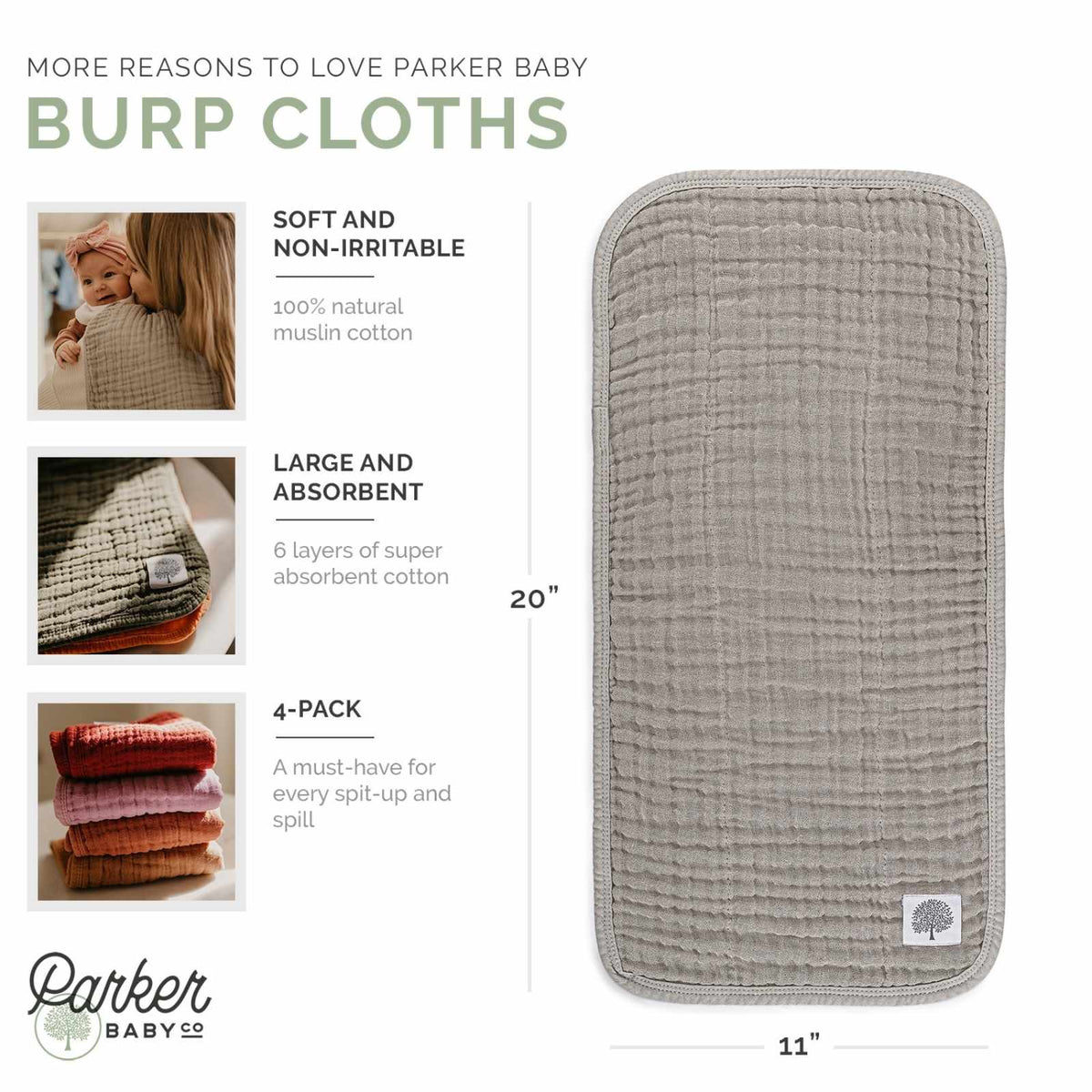 Estes Set – Muslin Burp Cloths (4 Pack)