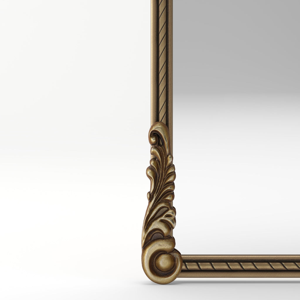 Full – Length Mirror – Ornate Wood Frame Antique Gold 33.07" x 73.03"