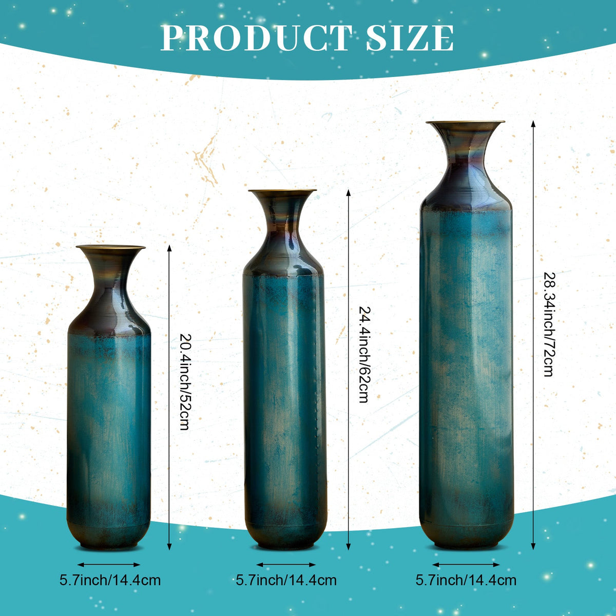 Torch – Fired Metal Vases Set of 3, Tall