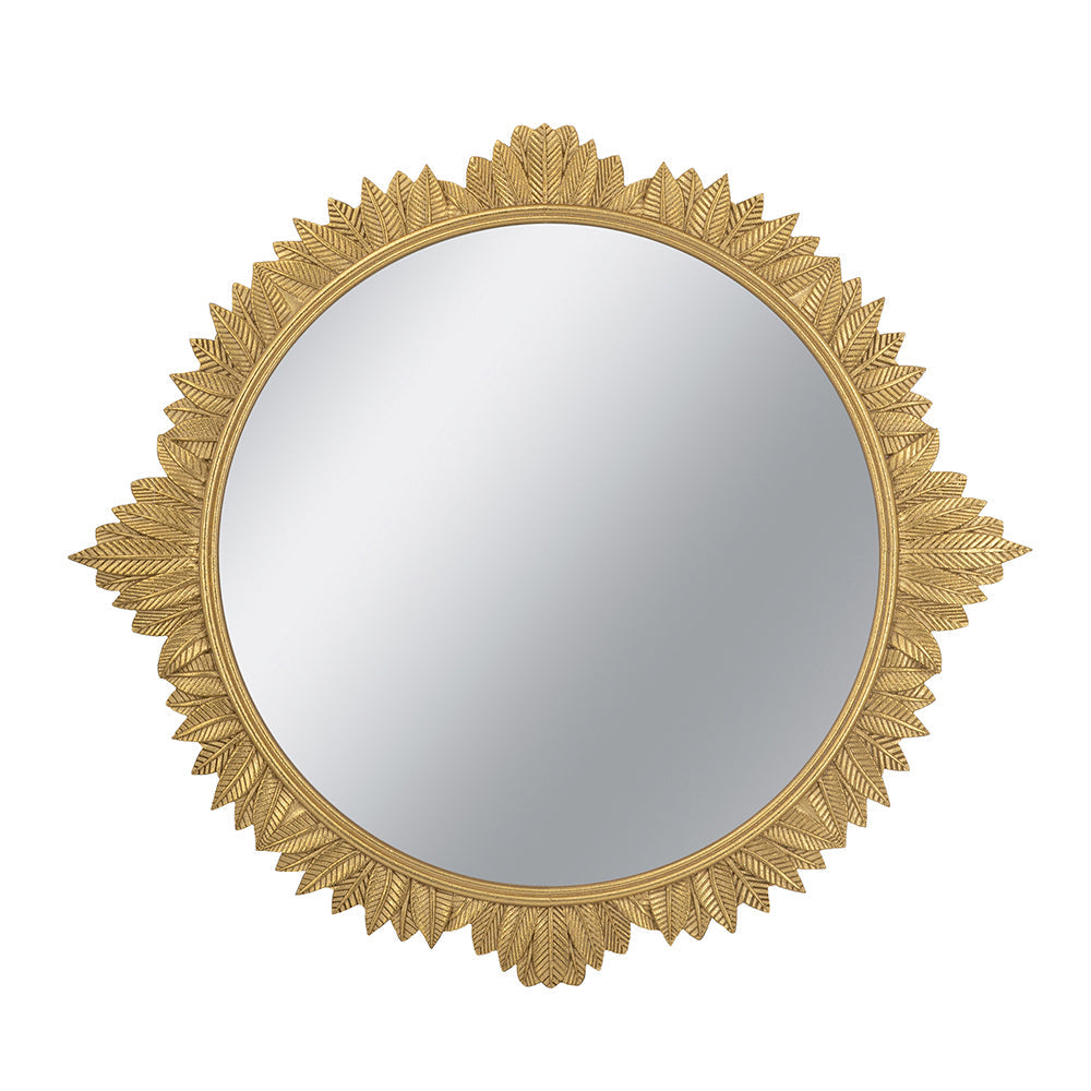 Ornate Rococo – Style Round Wall Mirror, Gold, 35.5 × 31.5 in