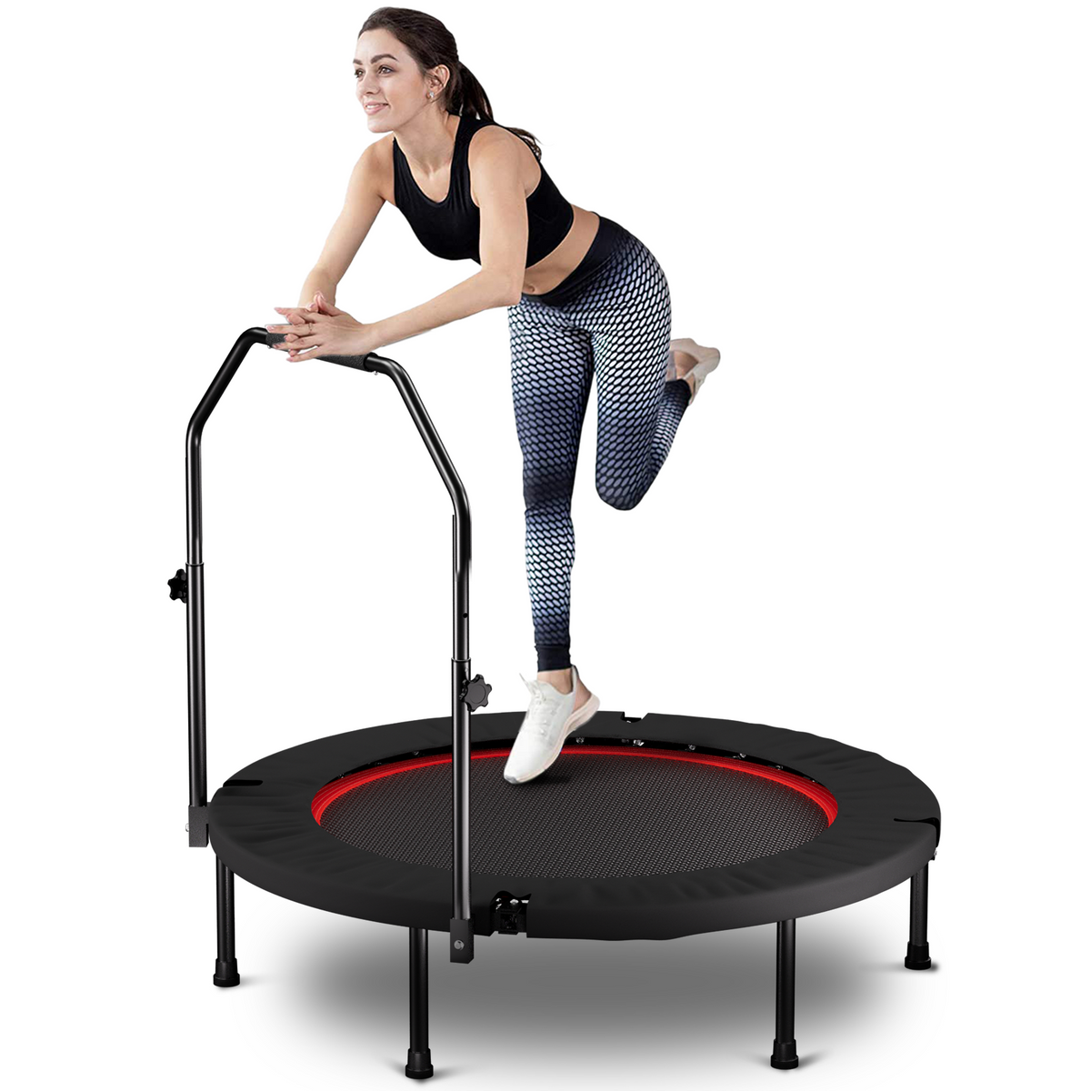 40 Inch Foldable Trampoline with Handle – Standard Spring – Black