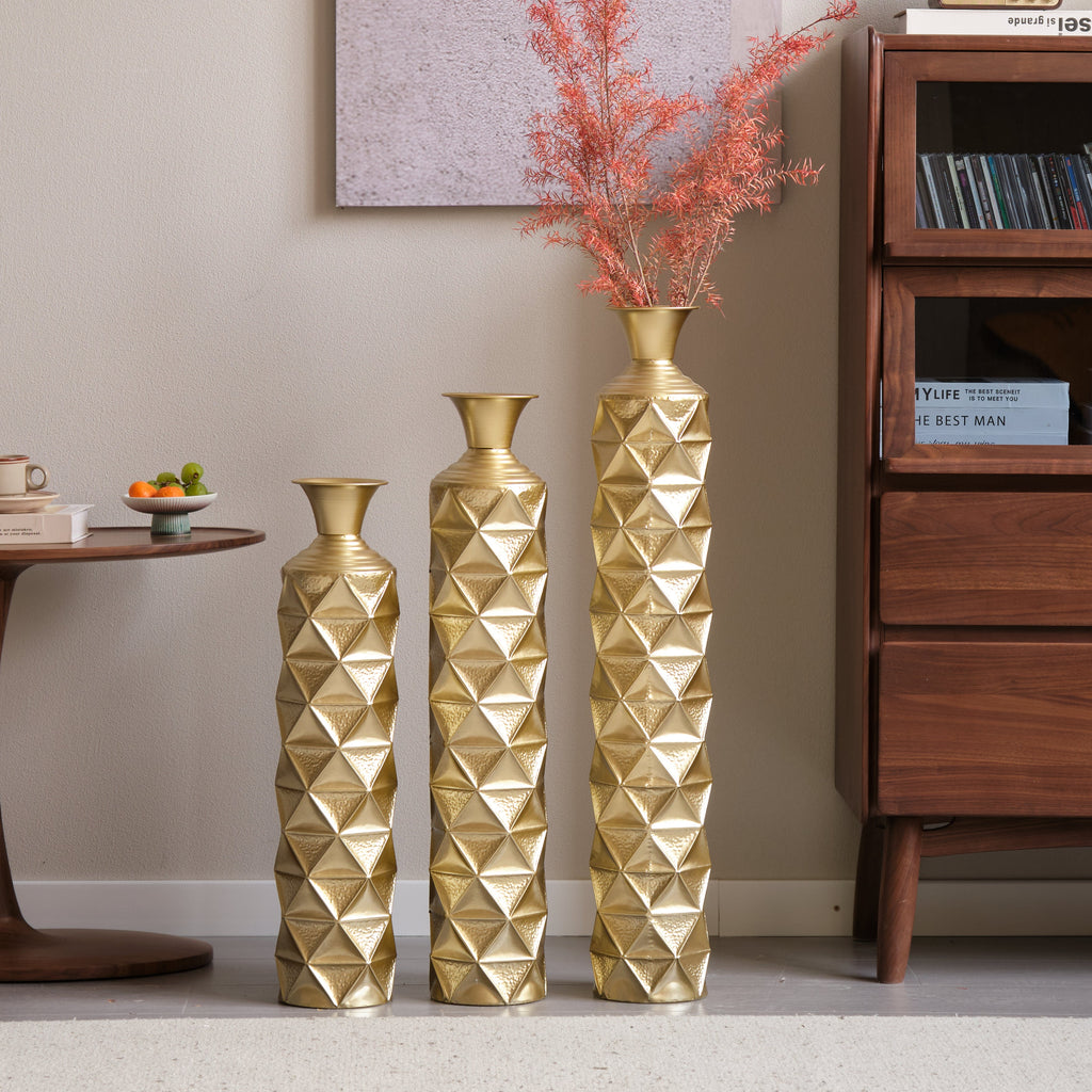 Semi – Handmade Metal Floor Vase Set of 3