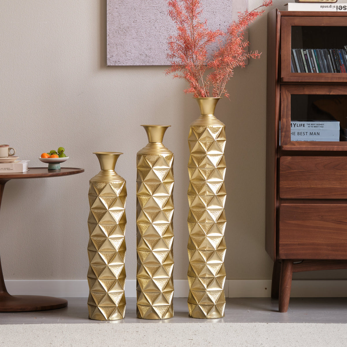 Semi – Handmade Metal Floor Vase Set of 3