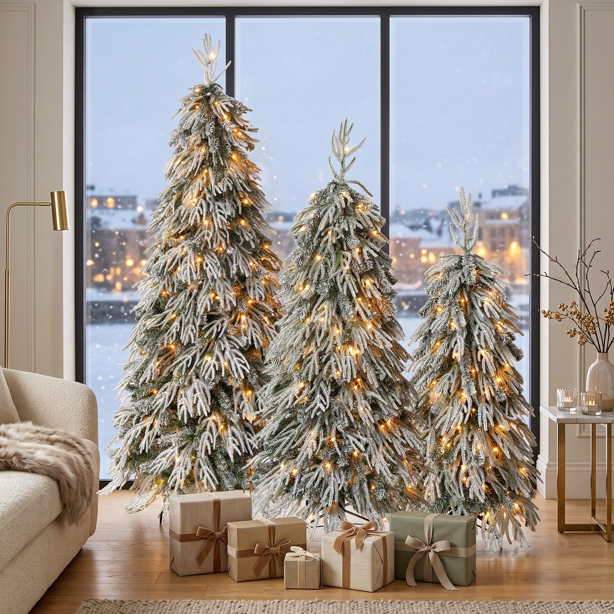 Snowy Cascading Christmas Trees 3 – Piece Set