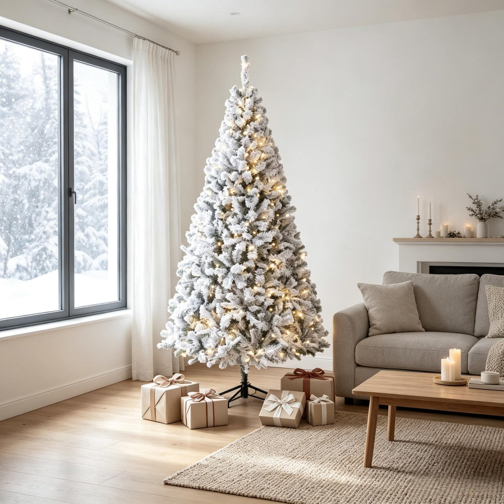 6 ft Pre – Lit Flocked Fraser Fir Artificial Christmas Tree
