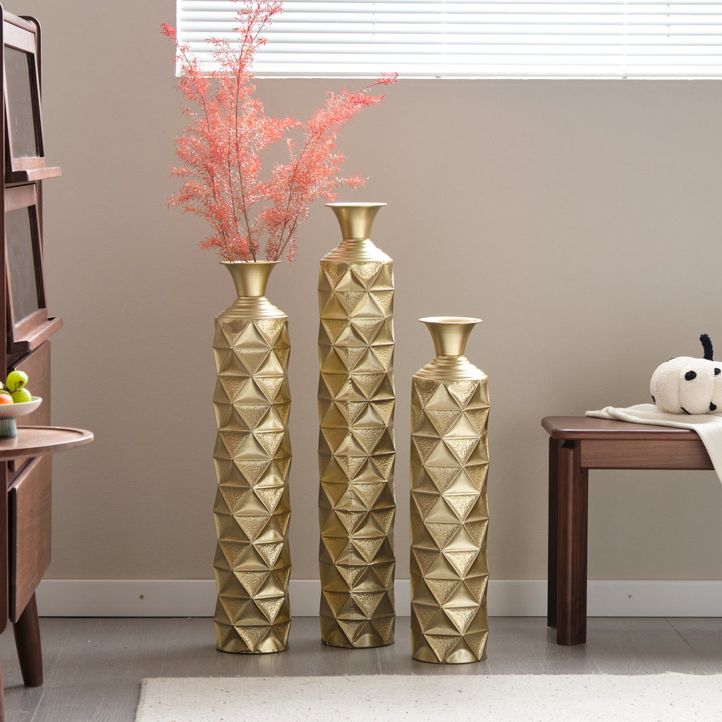 Semi – Handmade Metal Floor Vase Set of 3