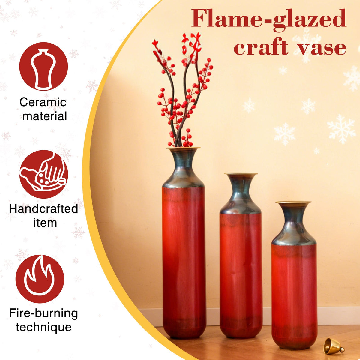 Artisanal Fire – Finished Metal Vases, Set of 3