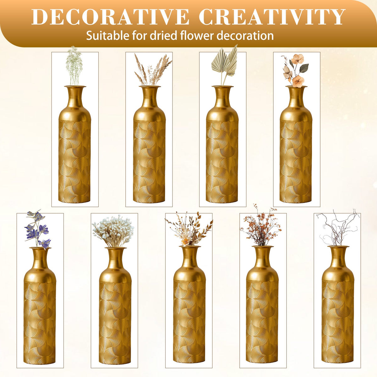 3 Pack Gold Metal Vases