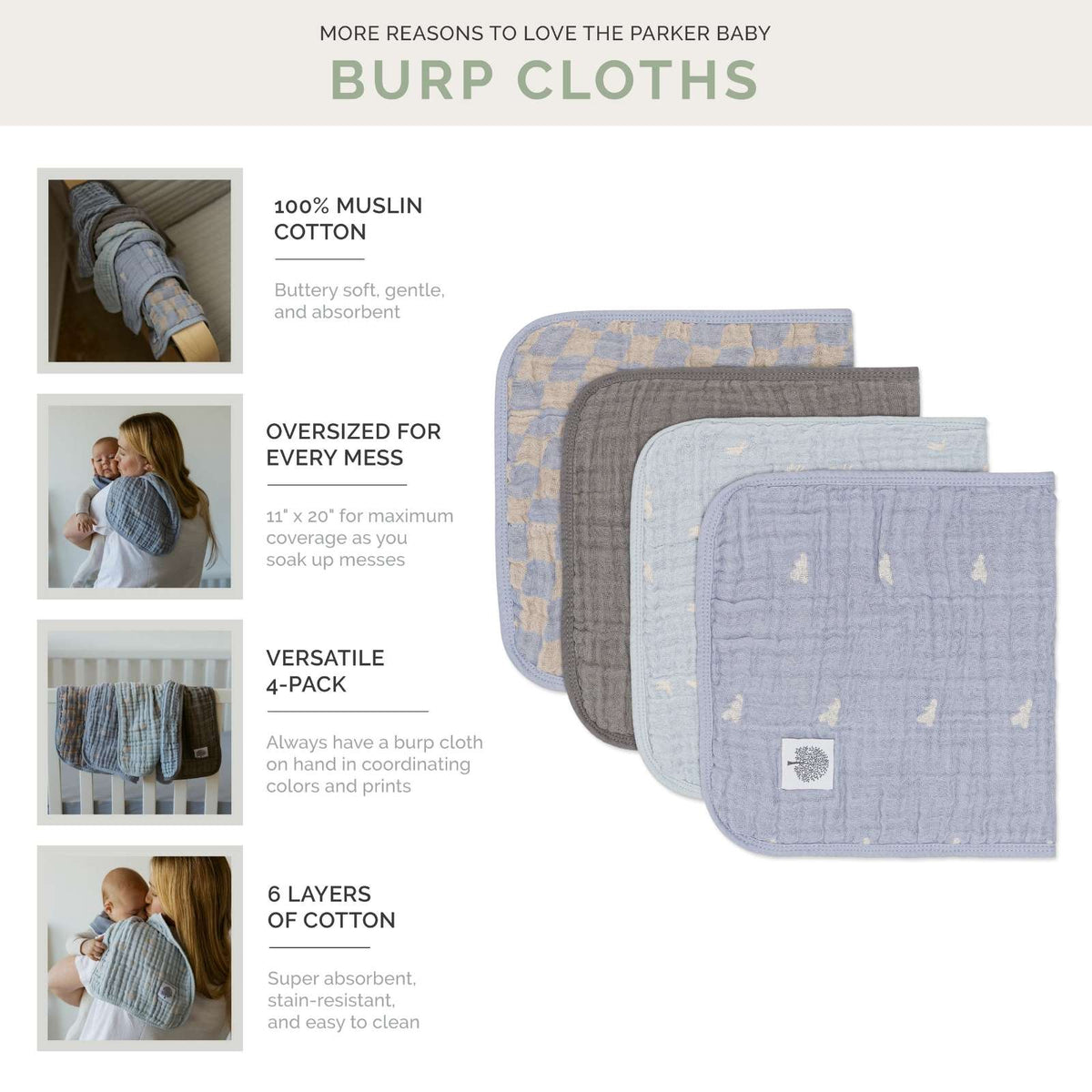 Cloud Set – Muslin Burp Cloths (4 Pack)