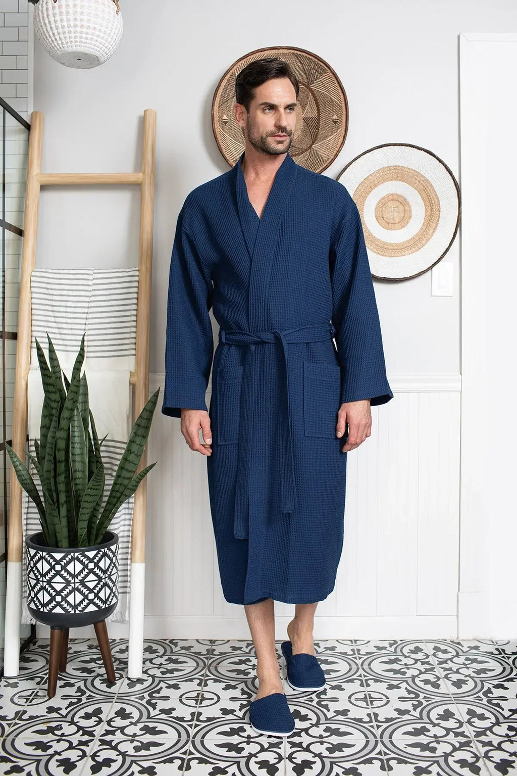 Waffle Spa Bathrobe for Men – Absorbent, Lightweight