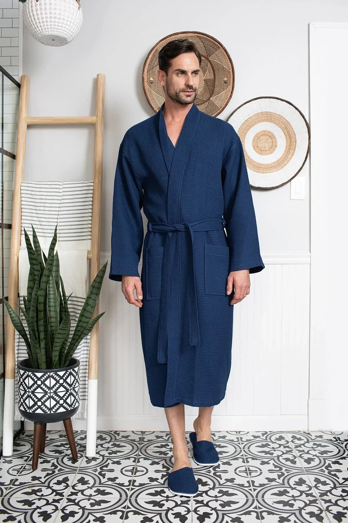 Waffle Spa Bathrobe for Men – Absorbent, Lightweight