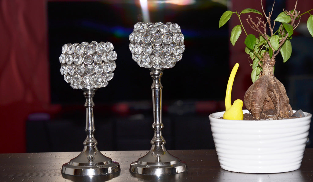 Vibhsa Hurricane Set of 2 Crystal Candle Holder