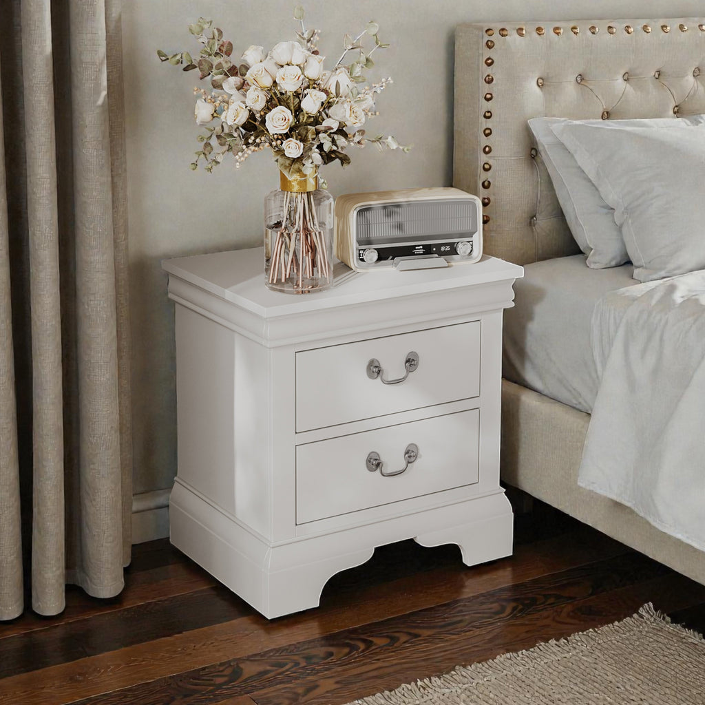 Classic Wooden Nightstand – White